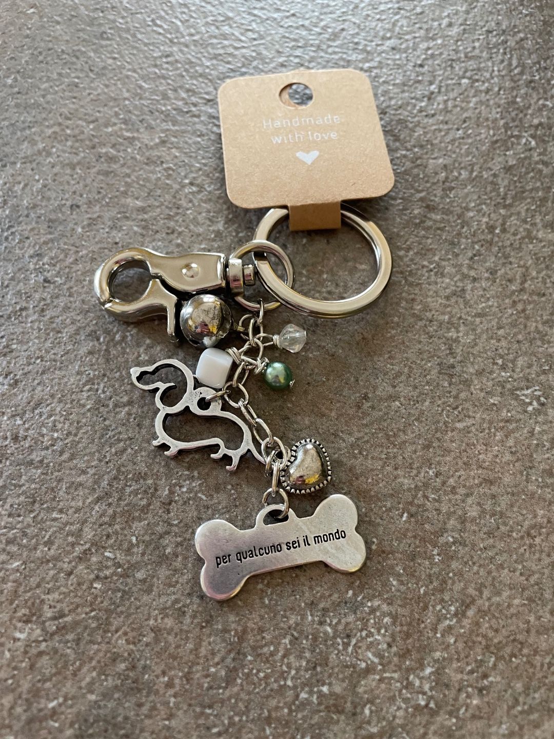 Portachiavi Charm “Silver Dog Per Qualcuno Sei Il Mondo” - Da Tommy Pet Boutique