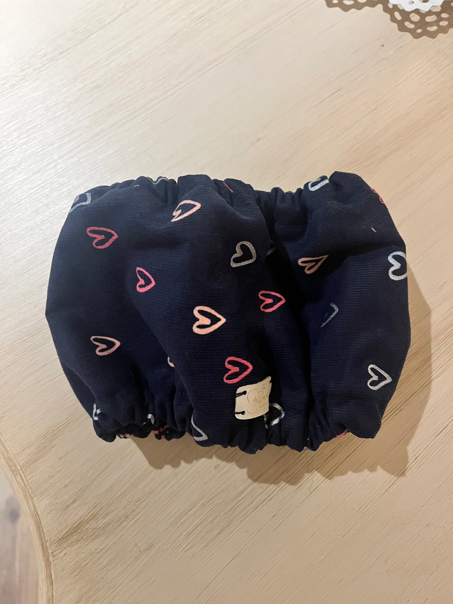 Paraorecchie / Scaldacollo Velluto Blu con Cuori - Da Tommy