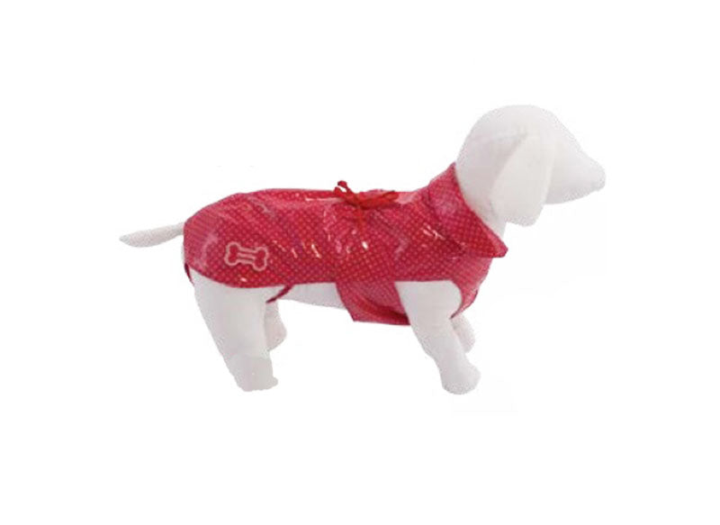 Pratico impermeabile tascabile a pois per cani, con passante per collare.