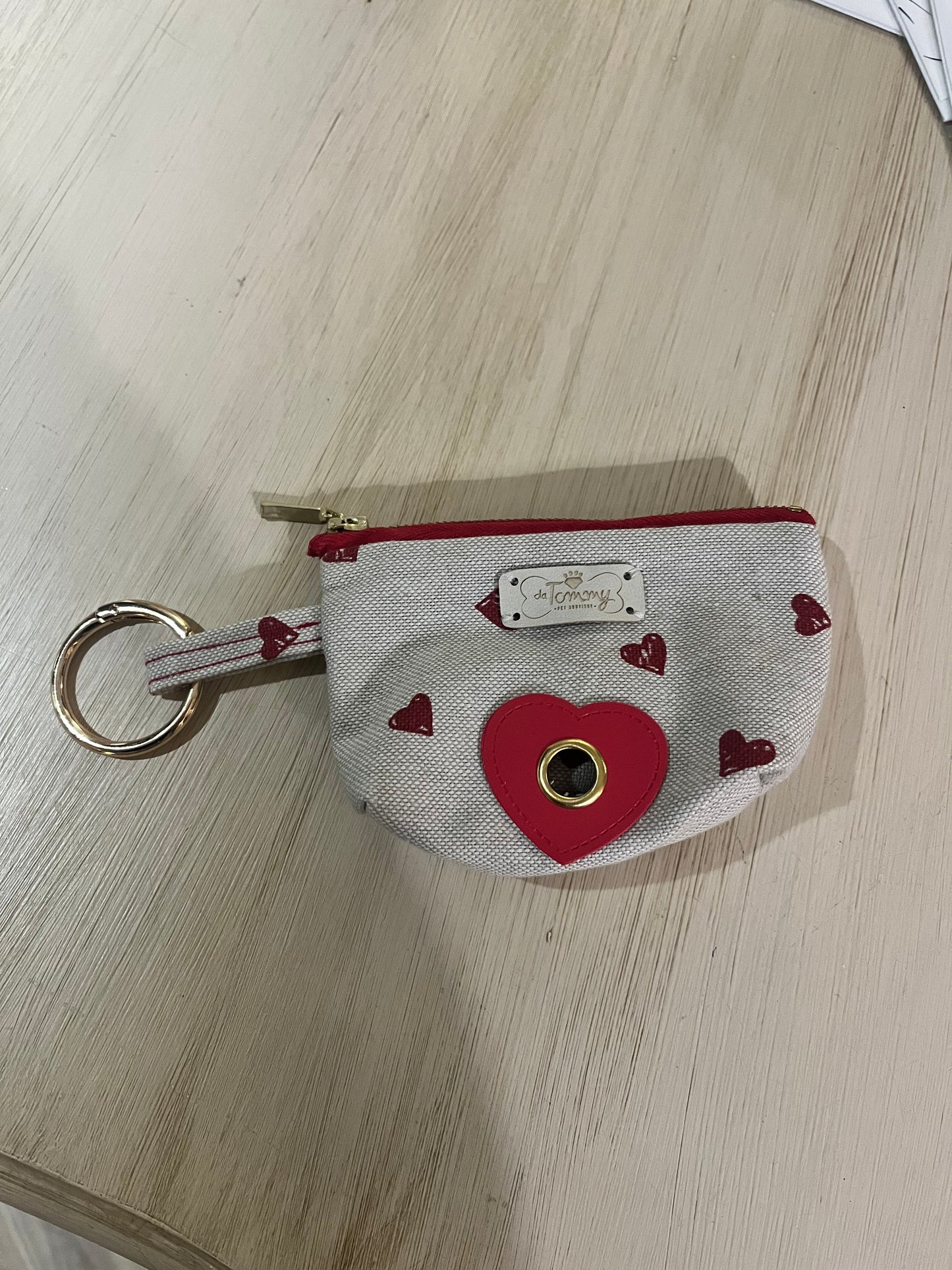 Portasacchetti in tessuto Beige con Cuoricini - Da Tommy Pet Boutique