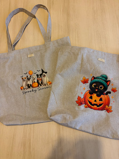 Borsa shopper in tela con immagini a tema Halloween