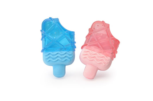 Giocattolo a forma di ghiacciolo in colori pastello rosa e azzurro. Realizzato in TPR, materiale morbido e flessibile, ideale per il gioco masticativo dei cani.