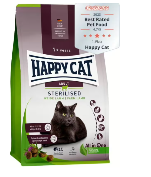 Crocchette Gatto Sterilised Adult "Farm Lamb" - Happy Cat