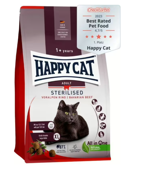 Crocchette Gatto Sterilised Adult "Bavarian Beef" - Happy Cat