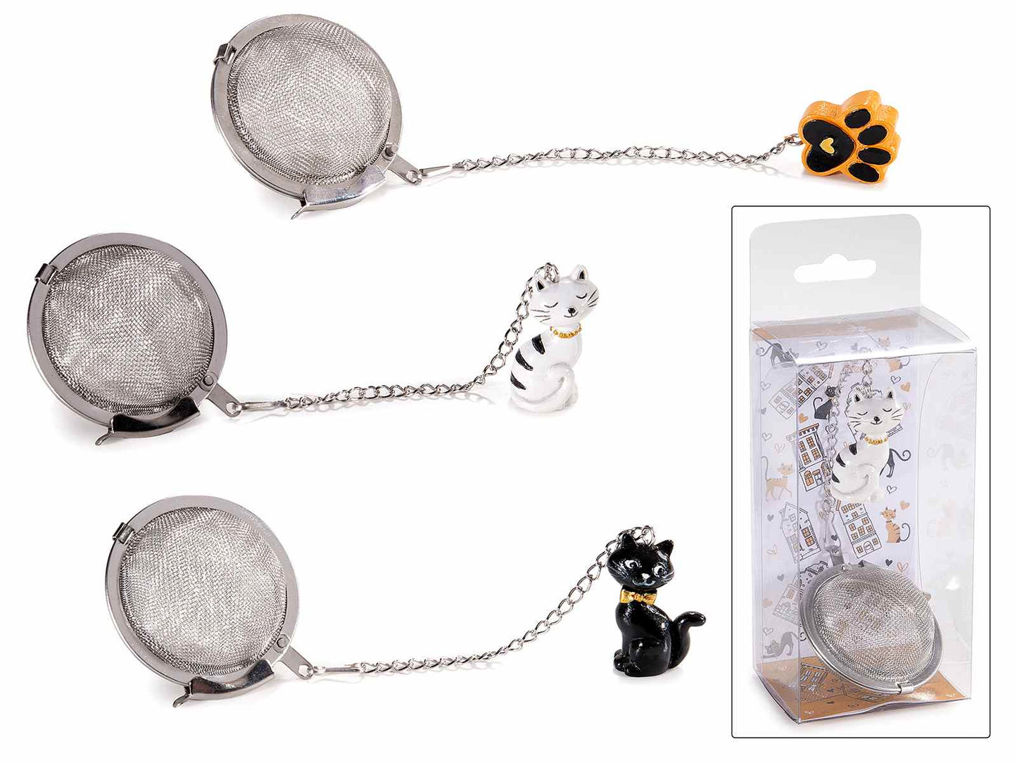 Infusore in acciaio con gatto - Da Tommy Pet Boutique