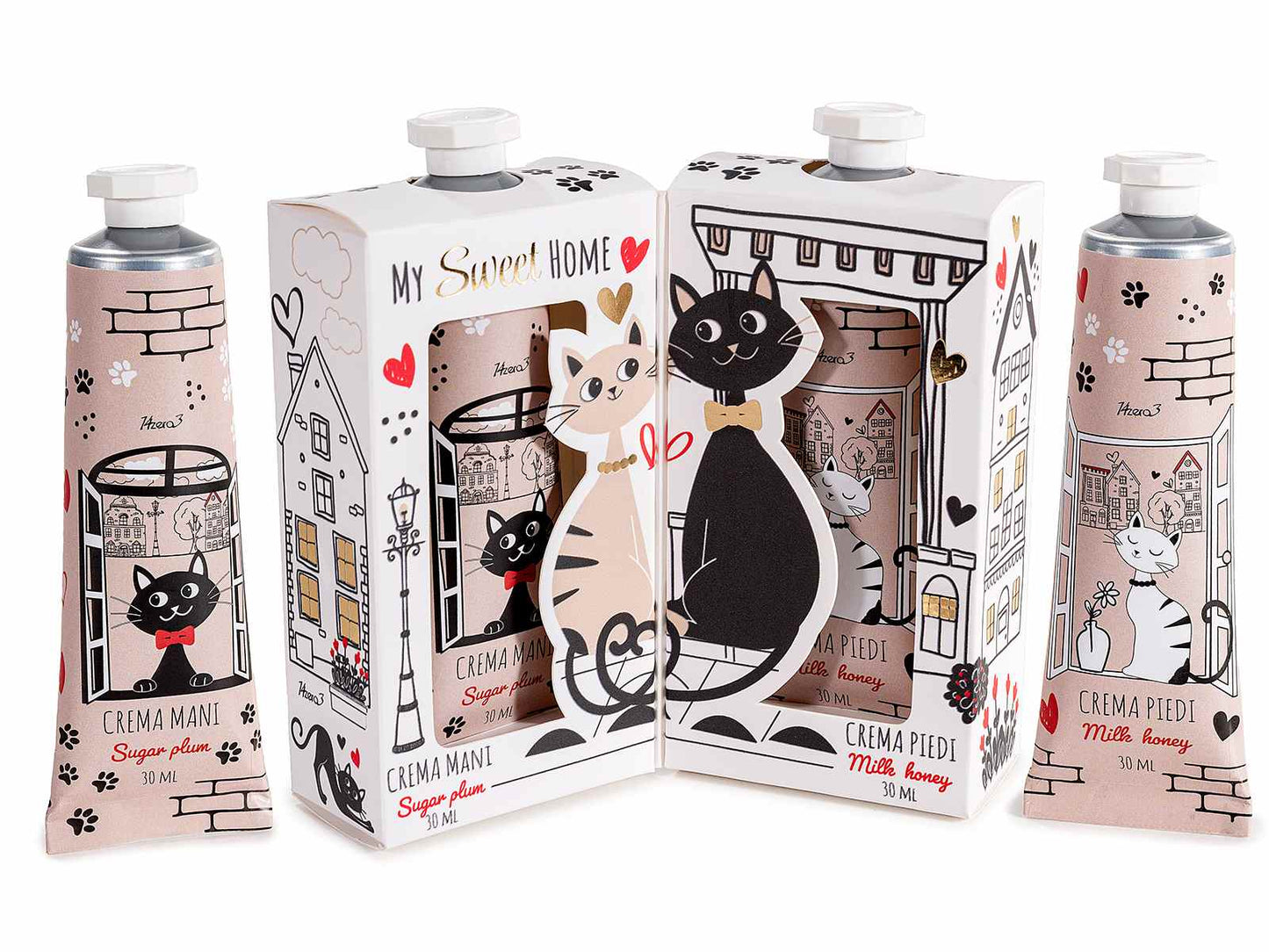 Confezione regalo con crema mani e crema piedi  soggetto Gatti - Da Tommy Pet Boutique
