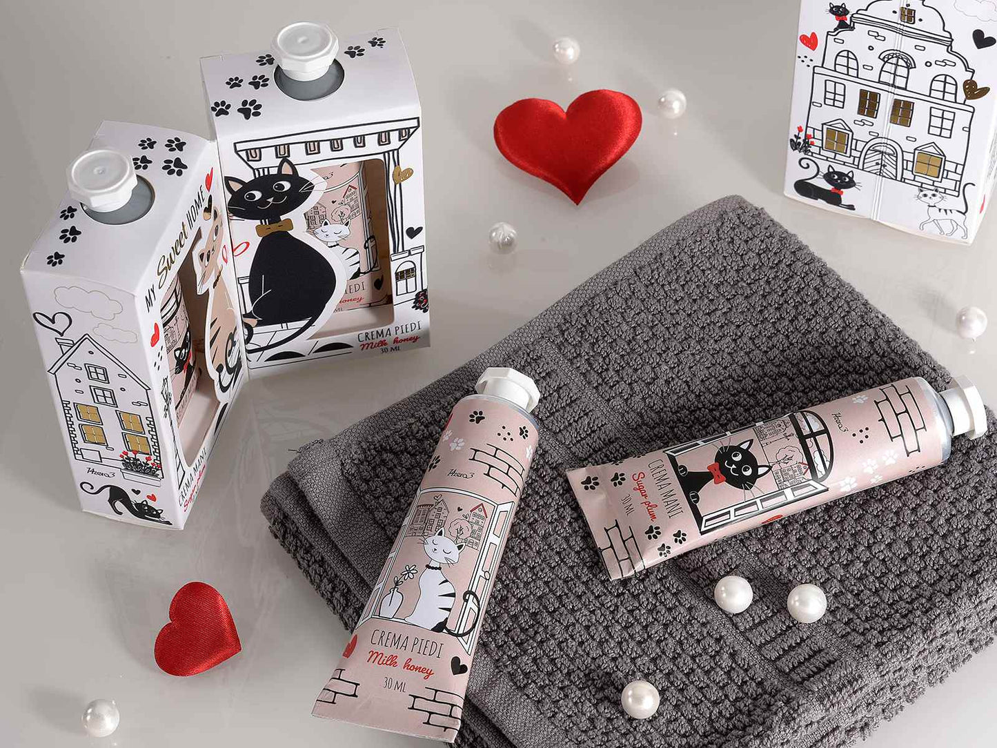 Confezione regalo con crema mani e crema piedi  soggetto Gatti - Da Tommy Pet Boutique