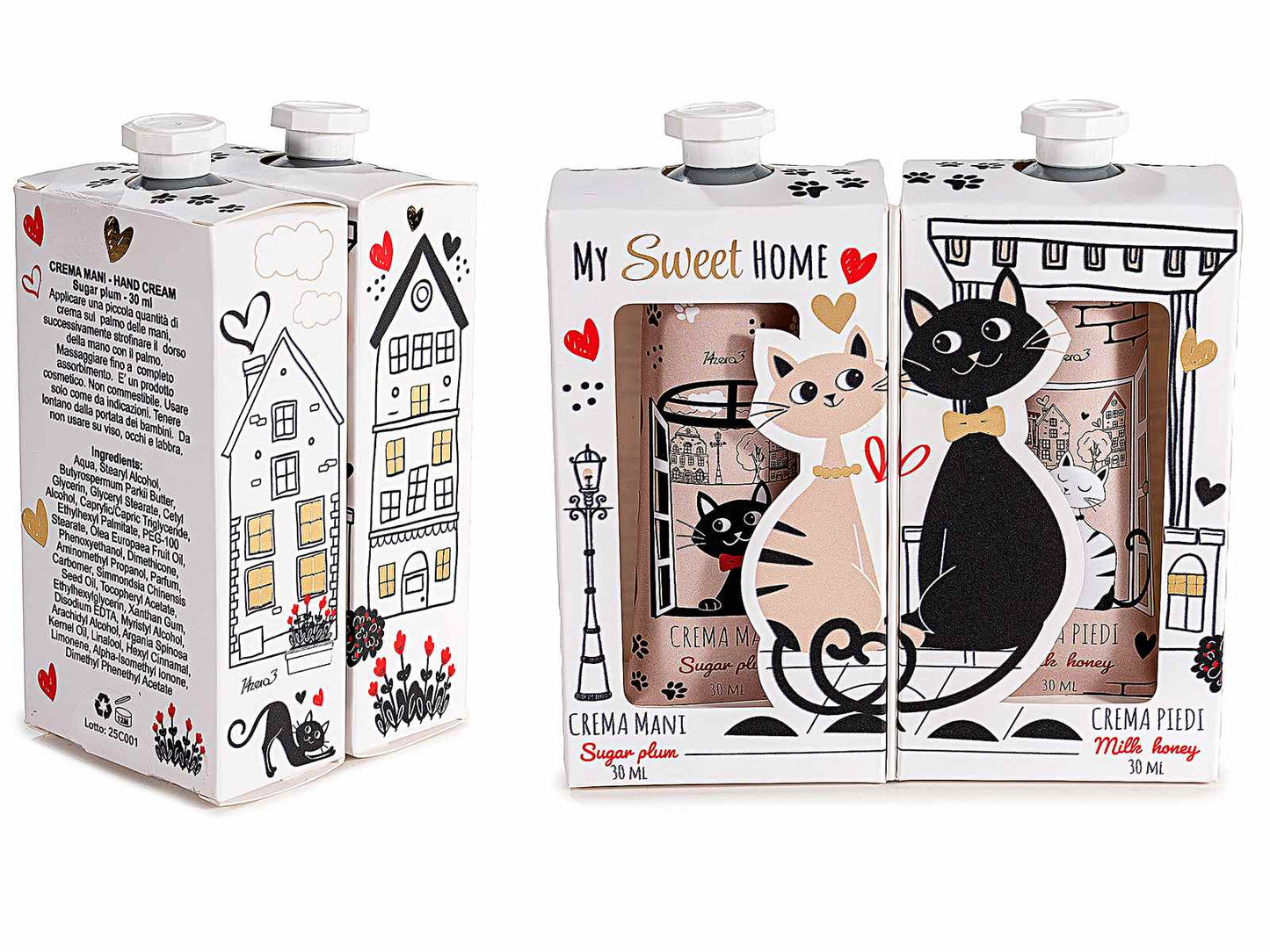 Confezione regalo con crema mani e crema piedi  soggetto Gatti - Da Tommy Pet Boutique