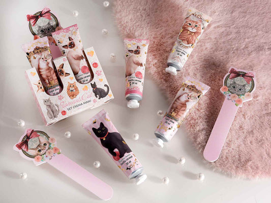 Confezione regalo con 2 creme mani e lima per unghie  soggetto Gatti - Da Tommy Pet Boutique