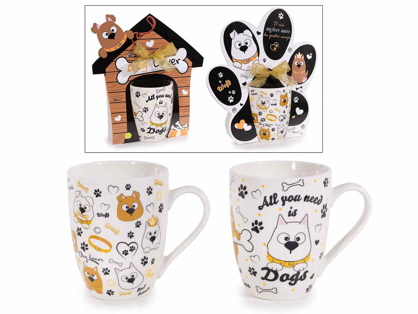 Tazza in porcellana con decori cagnolini - Da Tommy Pet Boutique