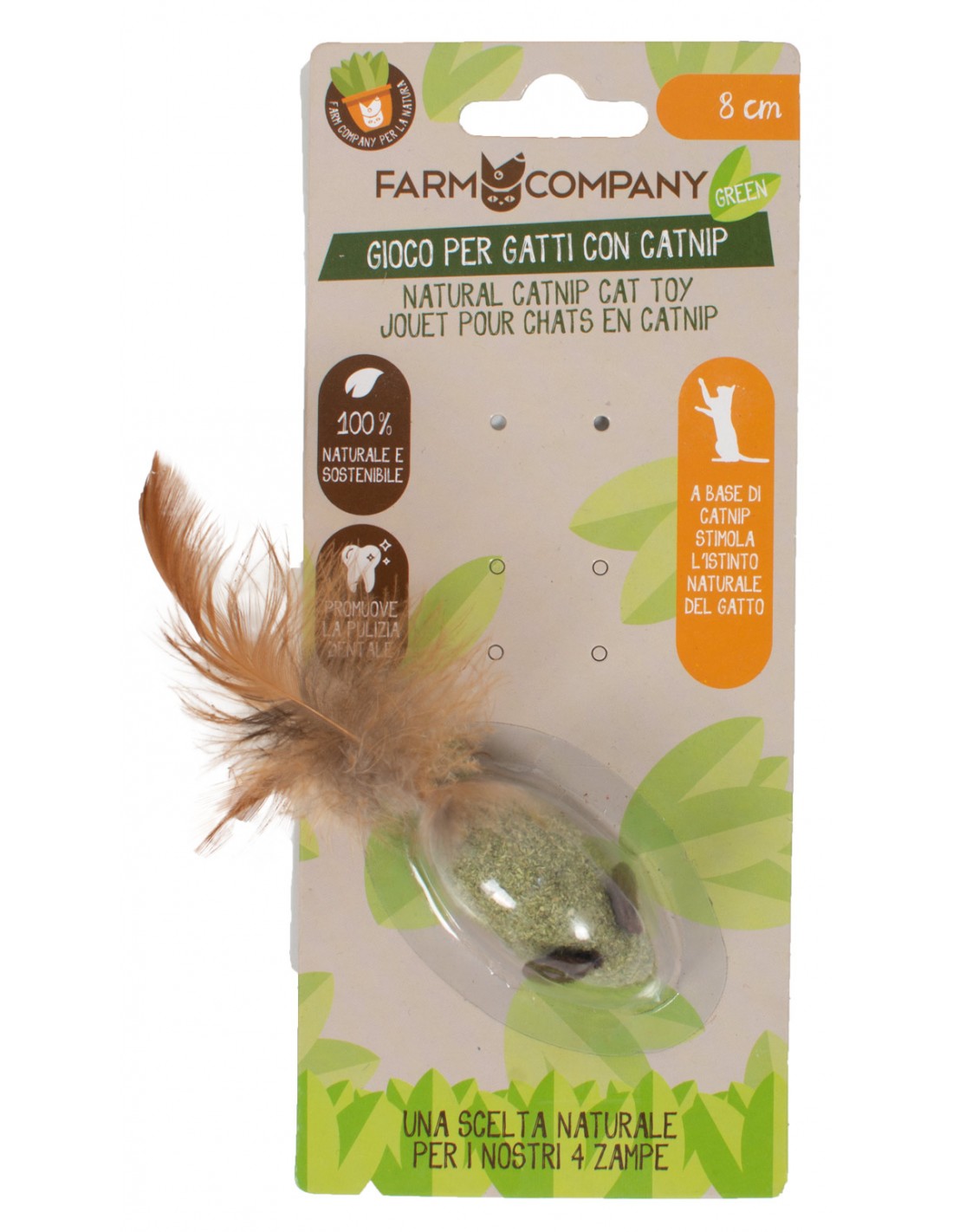 Gioco per gatti "FCGREEN" Topo Catnip Matatabi e Piuma - Farm Company