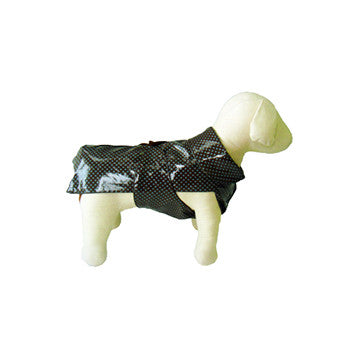 Pratico impermeabile tascabile a pois per cani, con passante per collare.