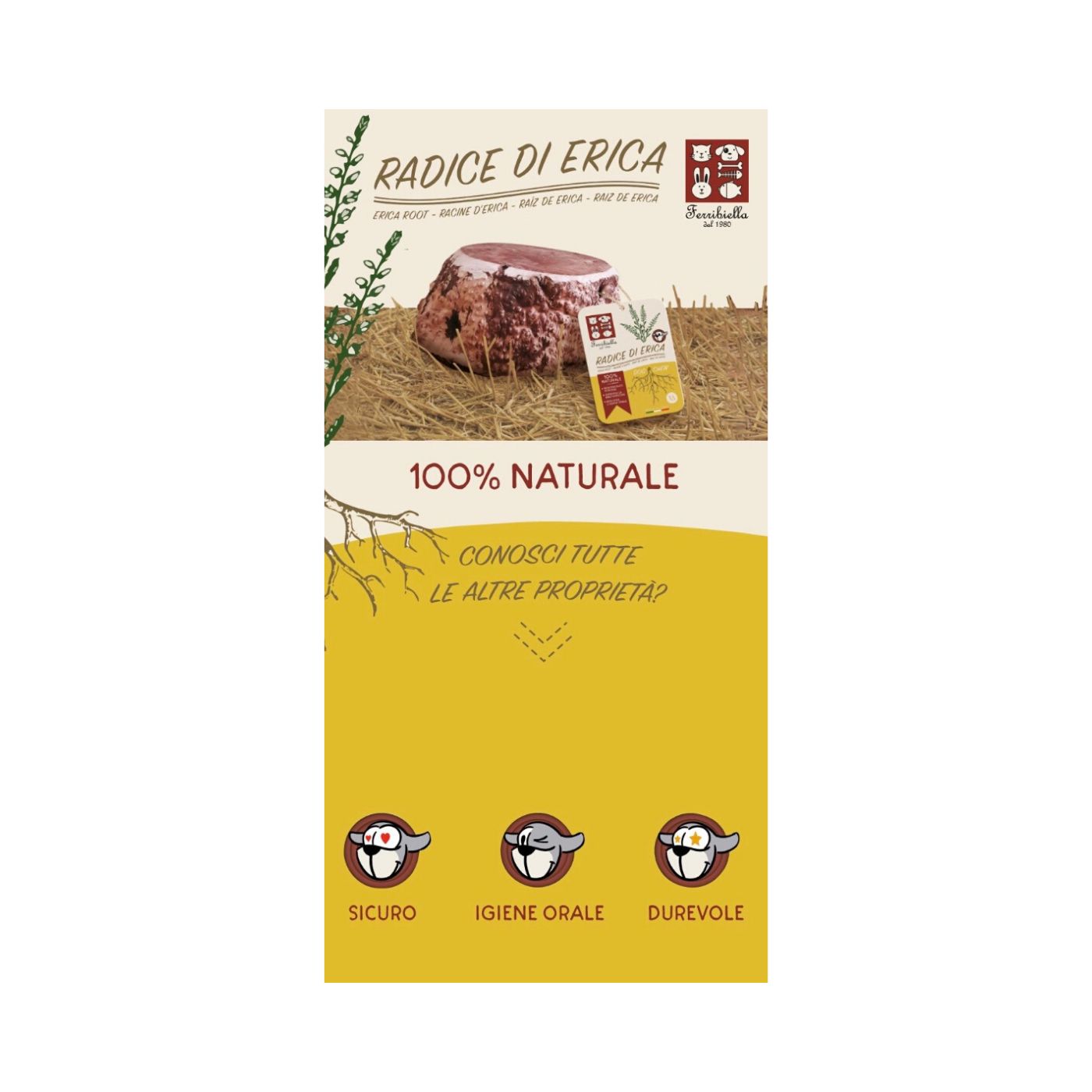 Masticativo Naturale “Radice di Erica" - Ferribiella